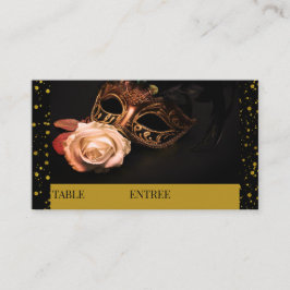 Tarjeta De Mesa Mascarada elegante y rosa blanco