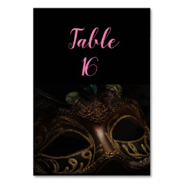 Tarjeta De Mesa Mascarada Negro y Gold Elegante
