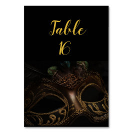 Tarjeta De Mesa Mascarada Negro Y Oro Elegante