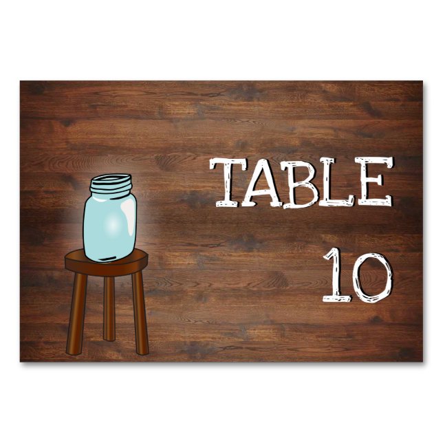 Tarjeta De Mesa Mason Jar Rustic Boda (Anverso)
