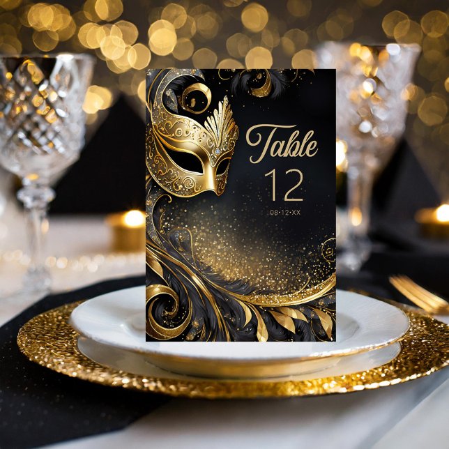 Tarjeta De Mesa Masquerade Quinceanera Black Gold ID1031 (Subido por el creador)