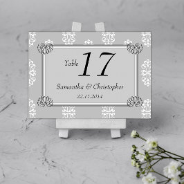 Tarjeta De Mesa Matrimonio de Damasco plateado