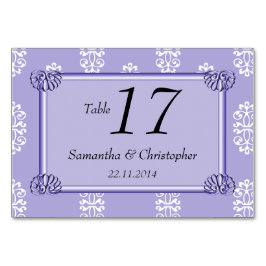 Tarjeta De Mesa Matrimonio de Damasco rosa Azul Violeta