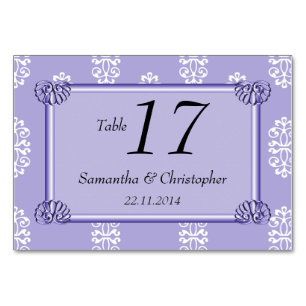 Tarjeta De Mesa Matrimonio de Damasco rosa Azul Violeta
