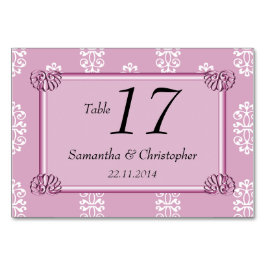 Tarjeta De Mesa Matrimonio de Damasco Rosa Rosa