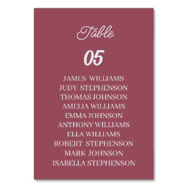 Tarjeta De Mesa Matrimonio personalizado de Maroon