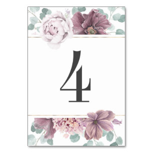 Tarjeta De Mesa Mauve Floral Boda