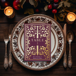 Tarjeta de mesa Mauve Royal Medieval Sword Boda