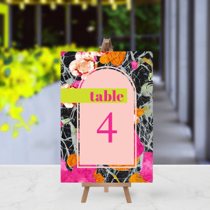 Tarjeta De Mesa Máximo Boda Floral Marcado Moderno