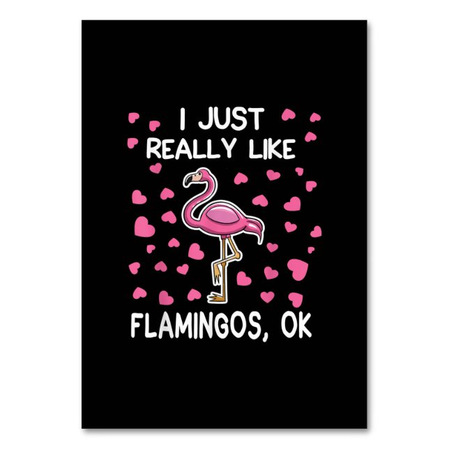 Tarjeta De Mesa Me Gusta Realmente Flamingos, Ok Flamingo Lover (Anverso)