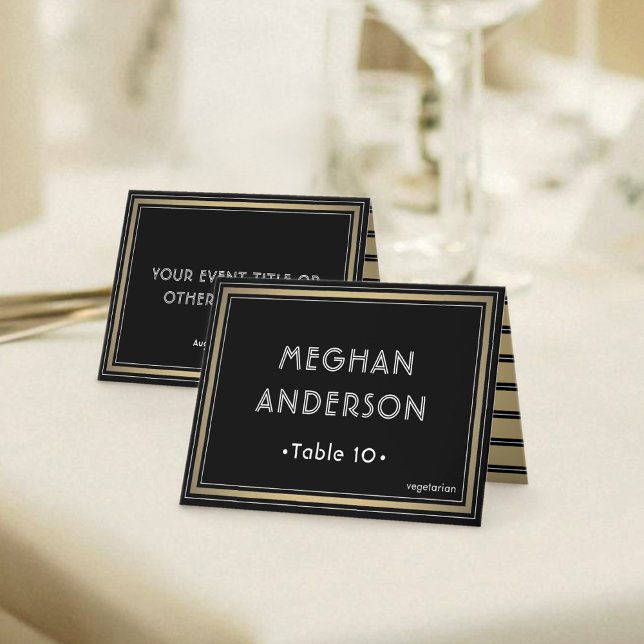 Tarjeta De Mesa Meal Choice Elegant Black and Gold Escort Card (Subido por el creador)