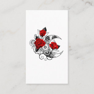 Tarjeta De Mesa Media luna mecánica con rosas rojas