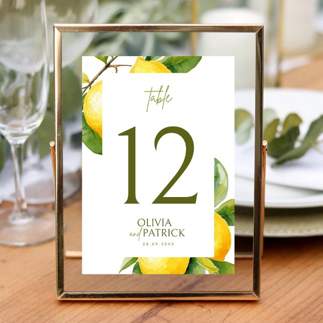 Tarjeta De Mesa Mediterranean Italy Greece Lemon Vibrant Wedding (Subido por el creador)