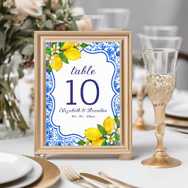 Tarjeta De Mesa  Mediterranean Tiles Summer Wedding