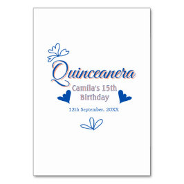 Tarjeta De Mesa Melocotón azul quinceanera 15º cumpleaños méxico r