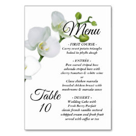Tarjeta De Mesa Menú: blanco moderno y minimalista con orquídea y