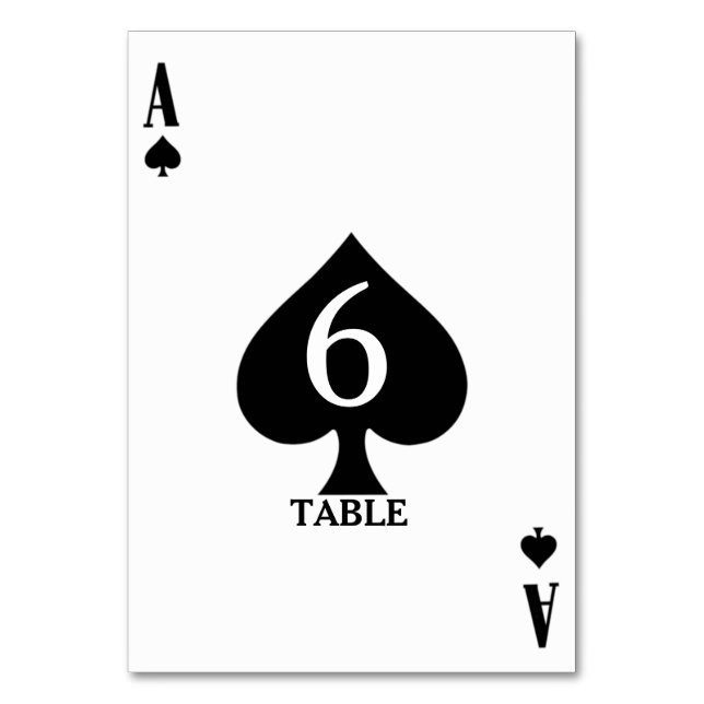 Tarjeta De Mesa Menú Boda del Casino Ace of Spades Vegas (Anverso)
