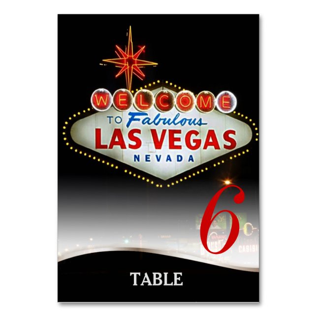 Tarjeta De Mesa Menú Boda único de Las Vegas+Tabla (Anverso)