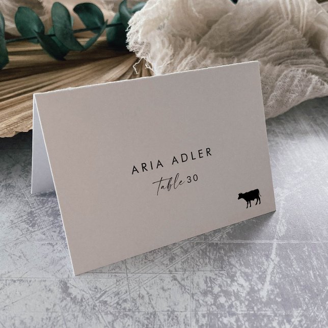 Tarjeta De Mesa Menú de carne con guión moderno Opción Boda Tarjet (Subido por el creador)