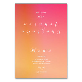 Tarjeta De Mesa Menú de nombres de tonos ocales modernos y bodas