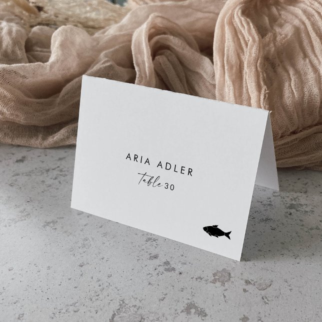 Tarjeta De Mesa Menú de pescado con guión moderno opción Colocar t (Subido por el creador)