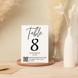 Tarjeta De Mesa menú moderno de código qr para bodas minimalistas