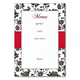 Tarjeta De Mesa Menú Rosa Negra Elegante
