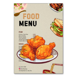 Tarjeta De Mesa Menús de restaurante/cafetería