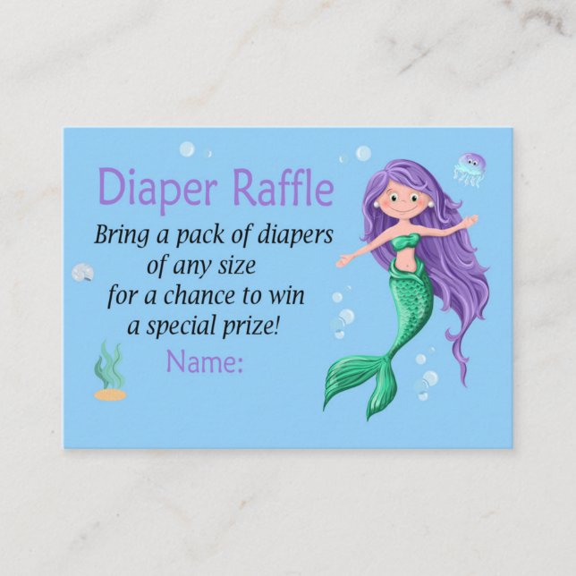 Tarjeta De Mesa Mermaid Diaper Raffle Tickets (Anverso)