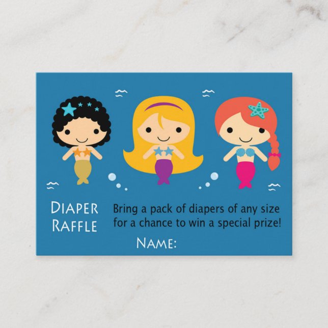 Tarjeta De Mesa Mermaid Diaper Raffle Tickets (Anverso)