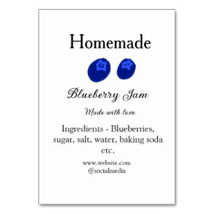 Tarjeta De Mesa Mermelada casera de arándano azul hecha con amor a