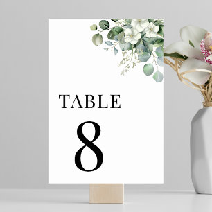 Tarjeta De Mesa Mesa 8 Bodas Florales de Verano de Eucalipto