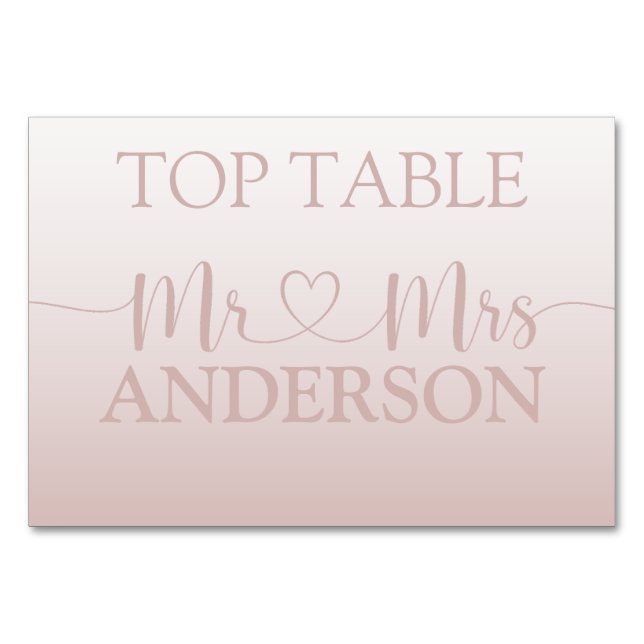 Tarjeta De Mesa Mesa Alta de Boda con Gradiente de Oro Rosa Modern (Anverso)