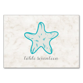 Tarjeta De Mesa Mesa Boda de Starfish Rústico Turquesa