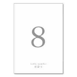 Tarjeta De Mesa Mesa Boda moderna simple y gris