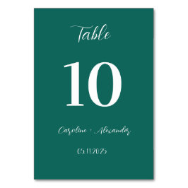 Tarjeta De Mesa Mesa Boda única elegante y verde esmeralda