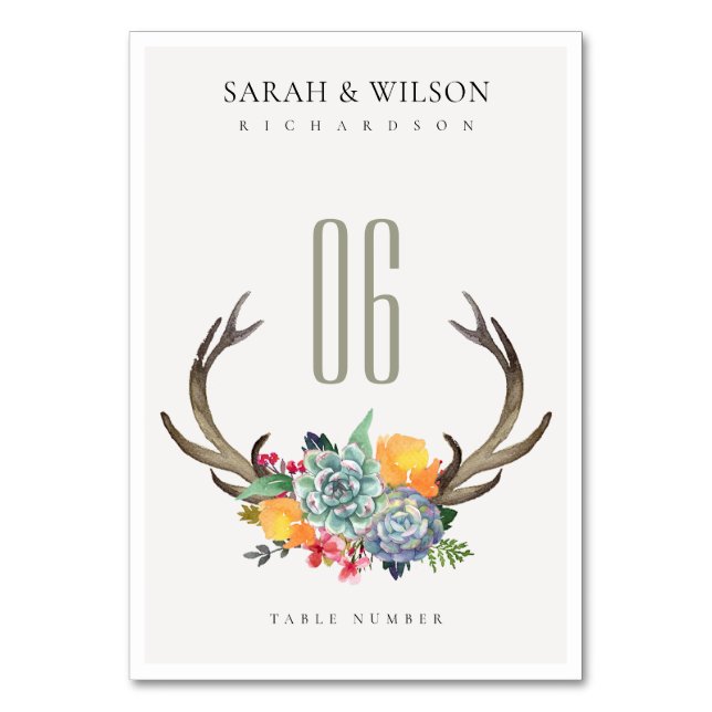 TARJETA DE MESA MESA DE ALLURA BOHEMIANA FLORENTE SUCULENTE (Anverso)