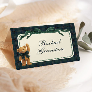 Tarjeta De Mesa Mesa de asiento verde marino de osito de peluche P