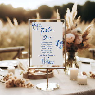 Tarjeta De Mesa Mesa de Boda Caprichosa Champagne Dibujada a Mano