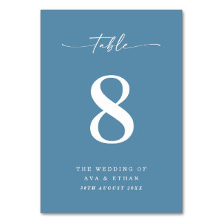 Tarjeta De Mesa Mesa de boda de color azul marino claro sólido sim