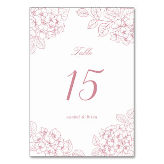 Tarjeta De Mesa Mesa de boda de Hortensia Rosa Elegante Floral