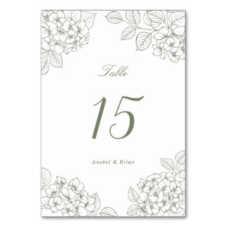 Tarjeta De Mesa Mesa de boda de hortensias verdes elegante floral