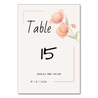 Tarjeta De Mesa Mesa de boda floral Chic Soft Sage verde y melocot