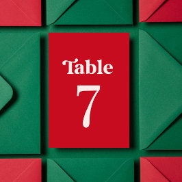 Tarjeta De Mesa Mesa de boda minimalista retro negrita roja y rosa