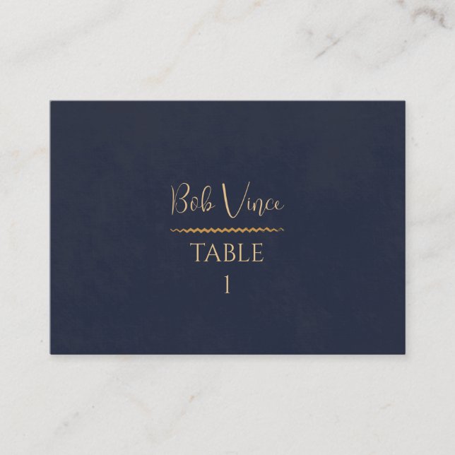 Tarjeta De Mesa Mesa de Boda Navy & Gold Velvet Luxe (Anverso)