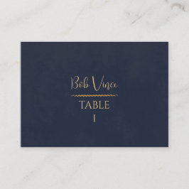 Tarjeta De Mesa Mesa de Boda Navy & Gold Velvet Luxe