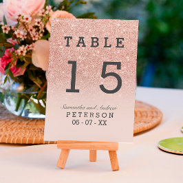 Tarjeta De Mesa mesa de boda rosa rosa purpurina de imitación dora