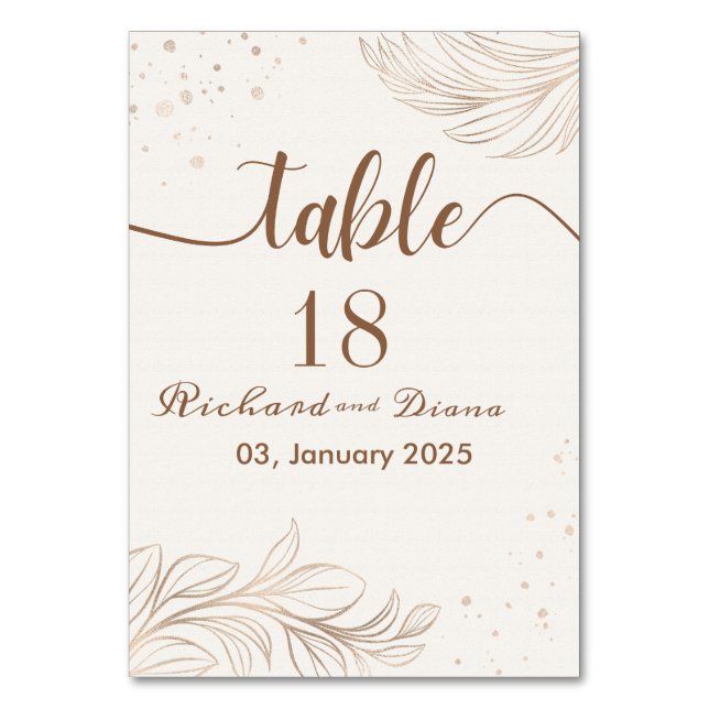 Tarjeta De Mesa Mesa de Boda Sencilla (Anverso)