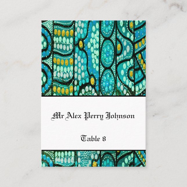 Tarjeta De Mesa Mesa De Bodas Aborígenes Asientos El Viaje Azul (Anverso)