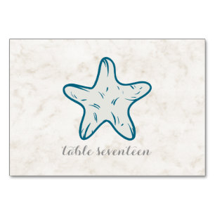 Tarjeta De Mesa Mesa de Bodas de Starfish Rustic Royal Blue